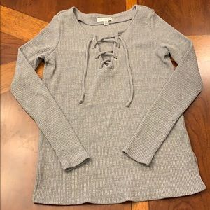 American Eagle Lace-Up V-Neck Sweater